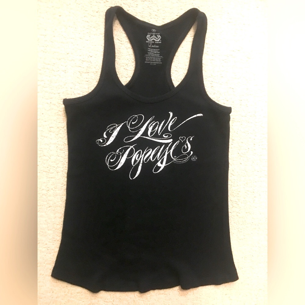 Wicket Wear I Love Popeyes Supplements Black Cotton Racerback Tank Top Medium